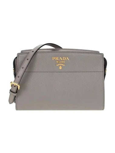 Saffiano Soft Leather Square Cross Bag Grey - PRADA - BALAAN 1