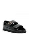 Triangle Logo Flat Nappa Leather Sandals Black - PRADA - BALAAN 2