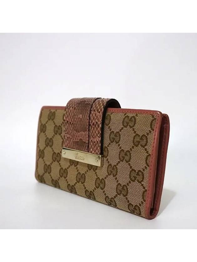 181668 GG logo jacquard snakeskin decorated buckle long wallet - GUCCI - BALAAN 3