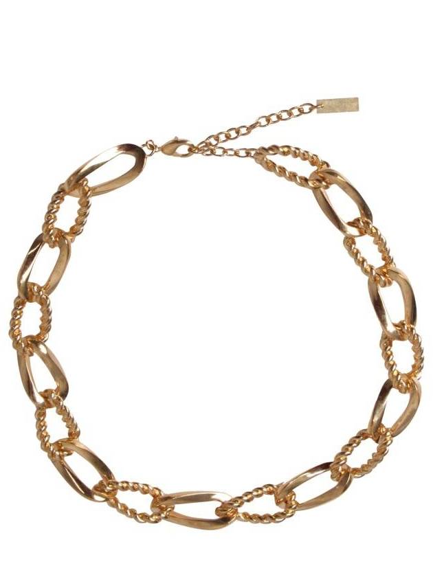 Women's Bi-Texture Chain Choker in Metal Gold - SAINT LAURENT - BALAAN 2