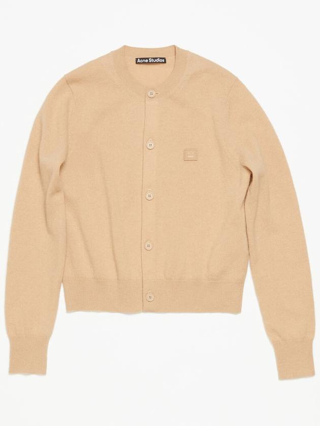 Face Logo Wool Cardigan Beige Women s - ACNE STUDIOS - BALAAN 3