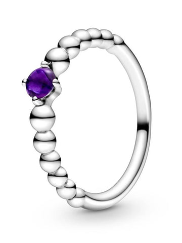 Women's Fabric Purple Beaded Crystal Ring Silver - PANDORA - BALAAN.