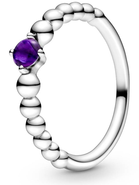 Women's Fabric Purple Beaded Crystal Ring Silver - PANDORA - BALAAN.