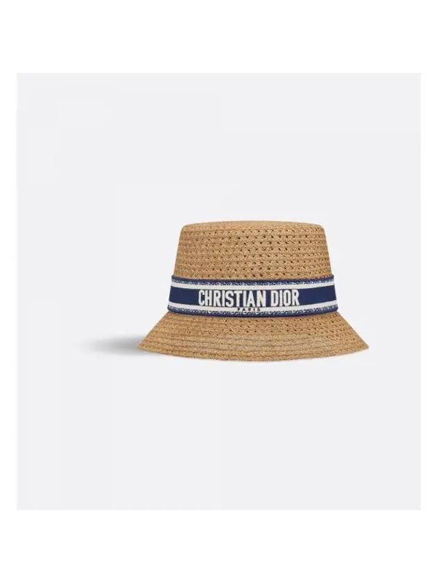 D Bobby Embroidered Band Bucket Hat Natural Straw - DIOR - BALAAN 1