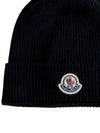 Logo Patch Wool Unisex Beanie Black 3B70500A9342999 - MONCLER - BALAAN 3