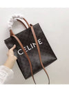 Small Vertical Triomphe Canvas and Calfskin Cabas Tote Bag Tan - CELINE - BALAAN 4