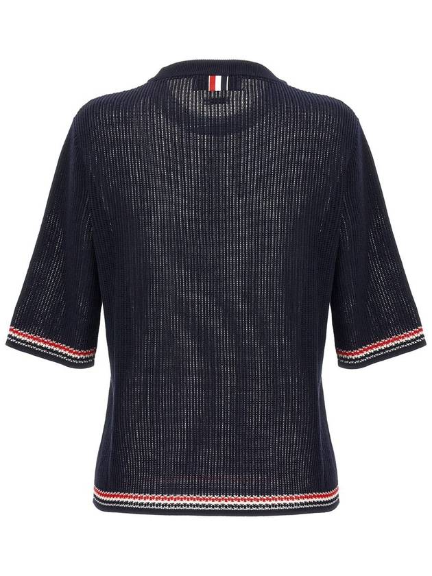 RWB trimmed pointel knit top FKA458AY3037 - THOM BROWNE - BALAAN 3