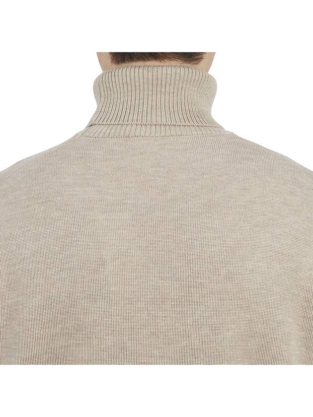 Small Heart Logo Extrafine Merino Wool Turtleneck Beige - AMI - BALAAN 8