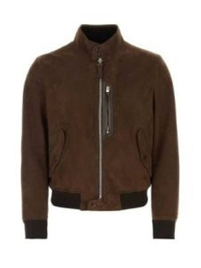 Suede Zip Up Bomber Jacket Brown - TOM FORD - BALAAN 2