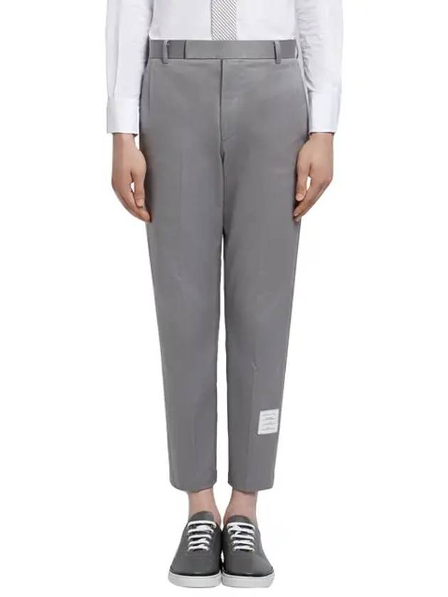 Men's Twill Unconstructed Cotton Straight Pants Grey - THOM BROWNE - BALAAN 3