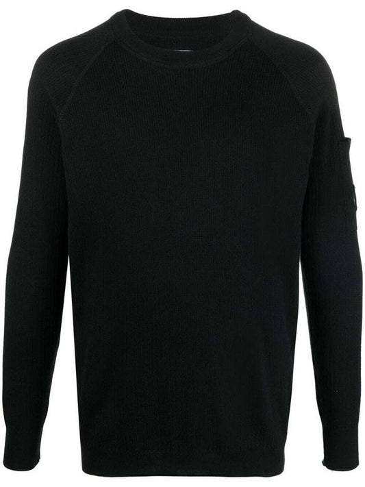 Sea Island Lens Crew Neck Knit Top Black - CP COMPANY - BALAAN 1