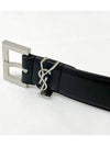 Square Buckle Monogram Leather Belt Black - SAINT LAURENT - BALAAN 7