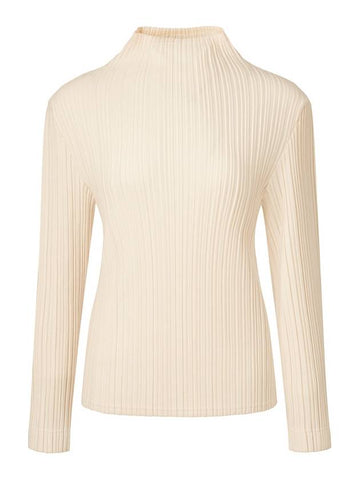 Women s Cuff Button Half Neck Pleated Top Ivory - MONPLISSE - BALAAN 1