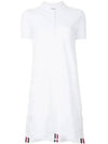 Classic Cotton Pique Center Back Stripe A-Line Short Sleeve Polo Shirt Short Dress White - THOM BROWNE - BALAAN 2