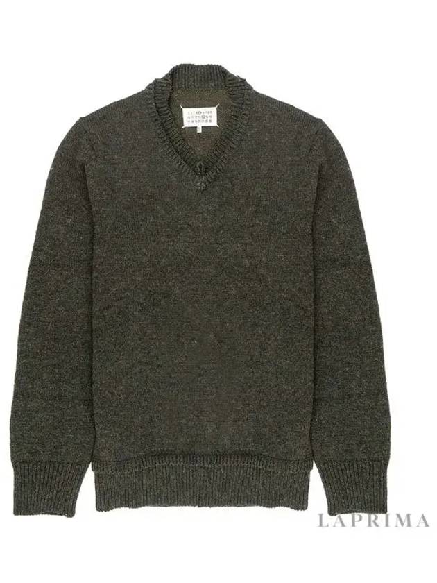 Men's 4 Stitch Elbow Patch Knit Top Dark Green - MAISON MARGIELA - BALAAN 5