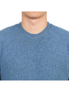 Crew Neck Lambswool Knit Top Blue - DRUMOHR - BALAAN 7