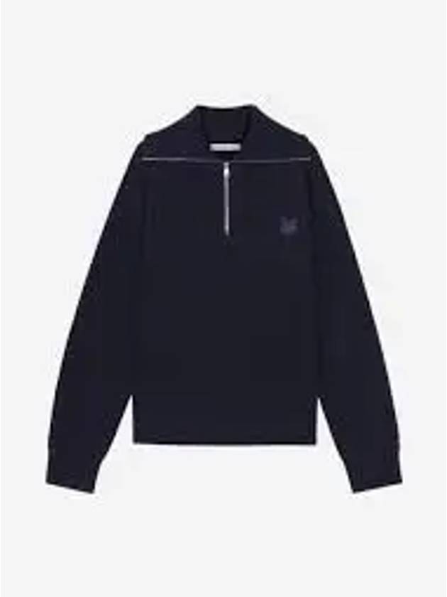 Bold Fox Head Patch Half Zip Knit Top Ink Blue - MAISON KITSUNE - BALAAN 2