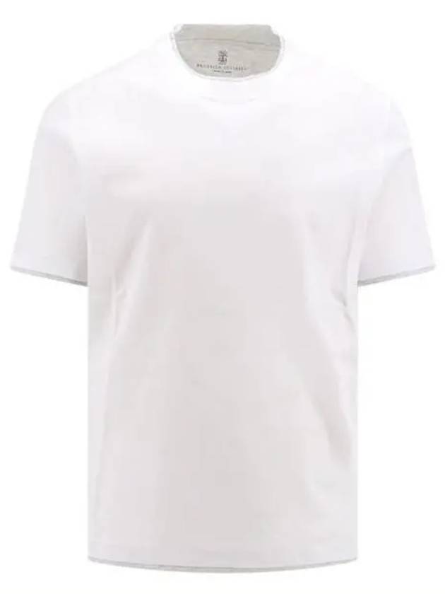 Men's Layered Effect Short Sleeve T-Shirt White - BRUNELLO CUCINELLI - BALAAN 2