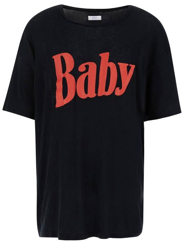 Oversized Black T-Shirt With Baby Print In Cotton Man - ERL - BALAAN 1