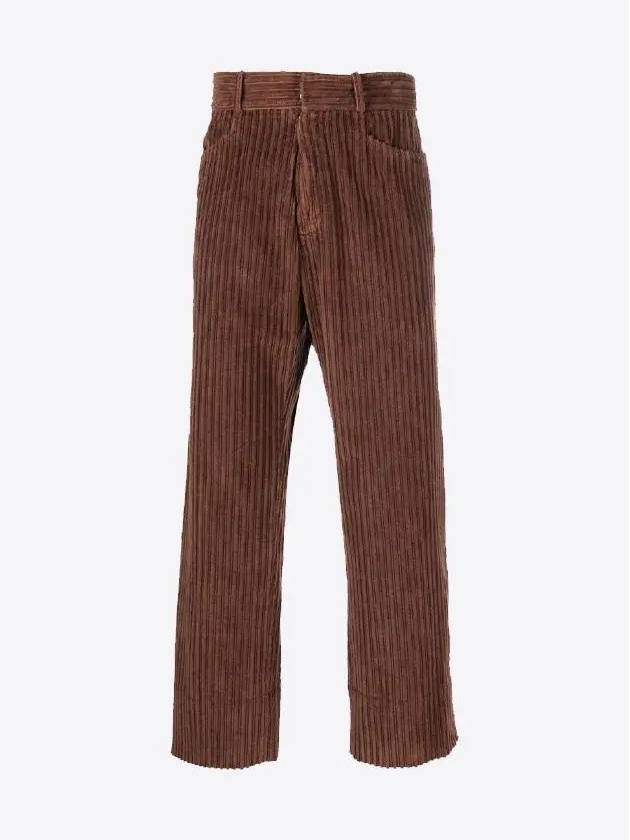 Corduroy Crop Cotton Straight Pants Brown - MAISON MARGIELA - BALAAN 3