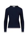 Women's Lightweight Baby Cable Wool Knit Top Navy - THOM BROWNE - BALAAN 2