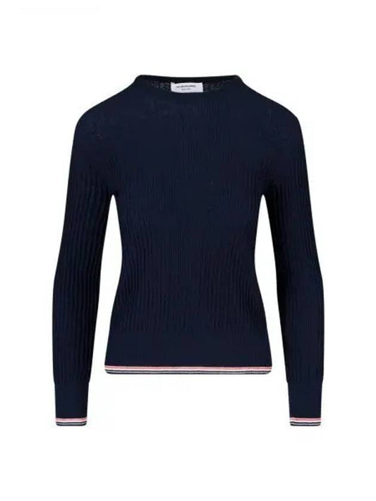 Women's Lightweight Baby Cable Wool Knit Top Blue - THOM BROWNE - BALAAN 2