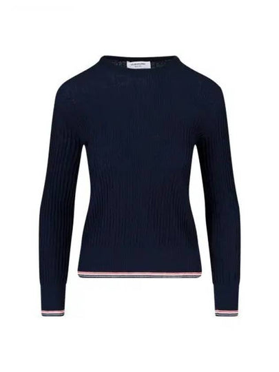 Women's Lightweight Baby Cable Wool Knit Top Navy - THOM BROWNE - BALAAN 2