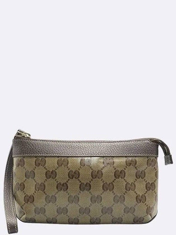 274181 Brown leather GG crystal strap pouch - GUCCI - BALAAN 1