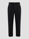 Men's Elastic Cotton Crop Straight Pants Black - AMI - BALAAN 3