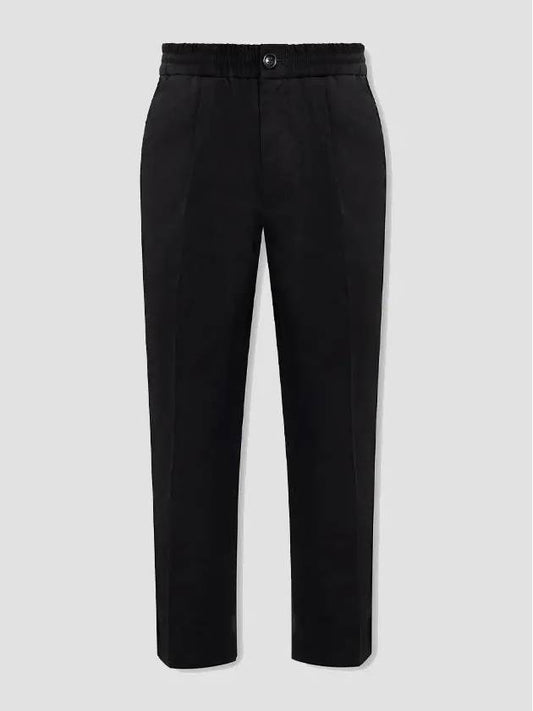 Men's Elastic Cotton Crop Straight Pants Black - AMI - BALAAN 2