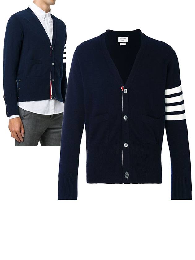 Men's Diagonal Classic Cashmere Cardigan Navy - THOM BROWNE - BALAAN 2