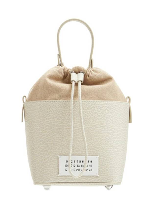 5AC Number Logo Texture Leather Bucket Bag White - MAISON MARGIELA - BALAAN.