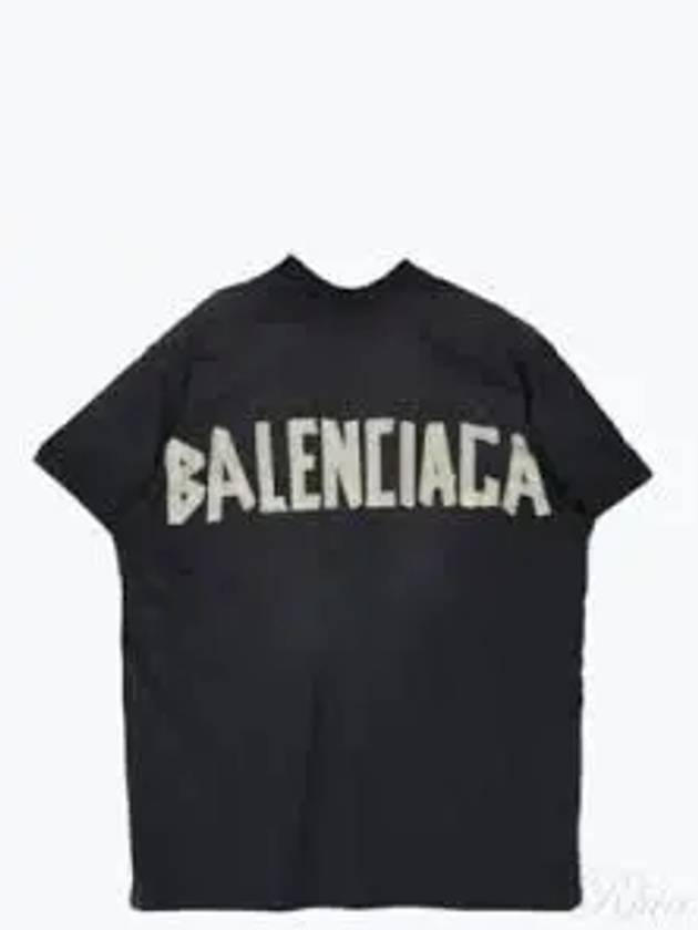 Tape Type Cotton Short Sleeve T-Shirt Black - BALENCIAGA - BALAAN 2