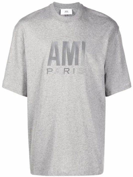 Logo Overfit Short Sleeve T-Shirt Gray - AMI - BALAAN.