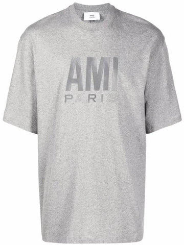 Logo Overfit Short Sleeve T-Shirt Grey - AMI - BALAAN 1