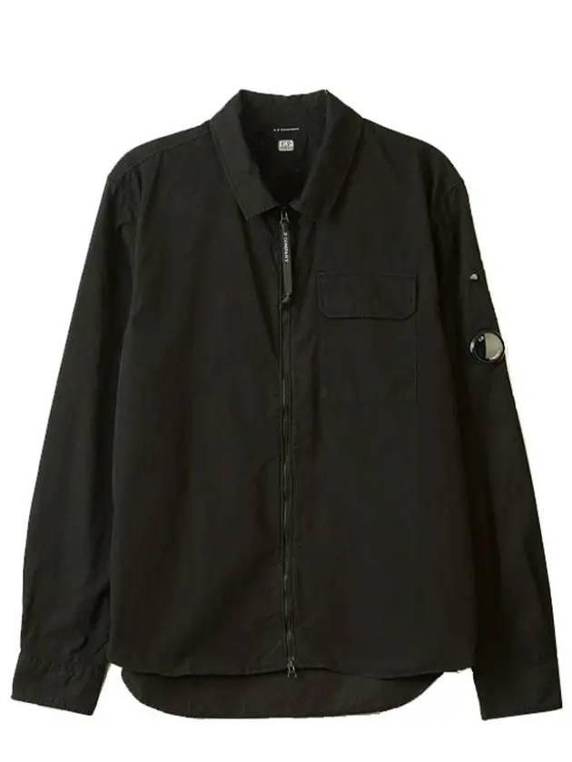 Gabardine Zip Up Long Sleeve Shirt Black - CP COMPANY - BALAAN 2