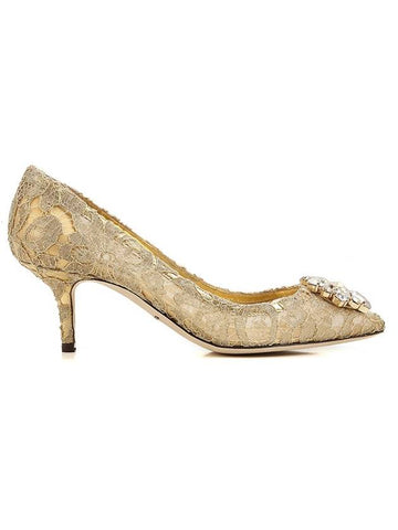 Crystal Lace Pumps Heel Gold - DOLCE&GABBANA - BALAAN 1