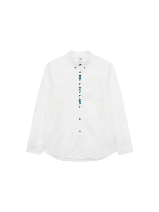 PS embroidery placket button down shirt white 270249 - PAUL SMITH - BALAAN 1