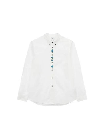 PS embroidery placket button down shirt white 270249 - PAUL SMITH - BALAAN 1