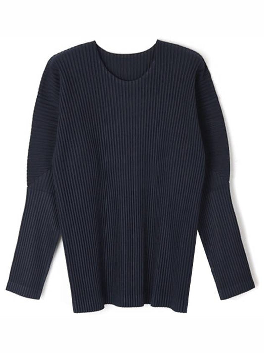 Pleated Long Sleeve T-Shirt Navy - ISSEY MIYAKE - BALAAN 2