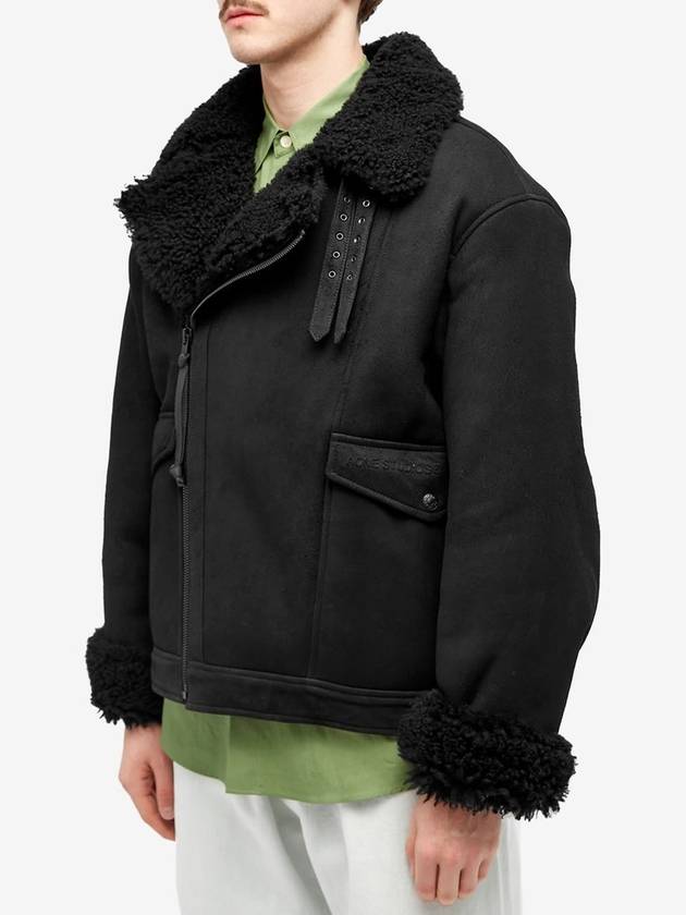 Liana Shearling Zip-up Jacket Black - ACNE STUDIOS - BALAAN 3