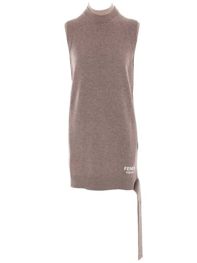 Logo Intarsia Sleeveless Wool Short Dress Grey - FENDI - BALAAN 2