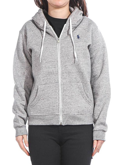 Pony Embroidery Cotton Zip-up Hoodie Grey - POLO RALPH LAUREN - BALAAN 2