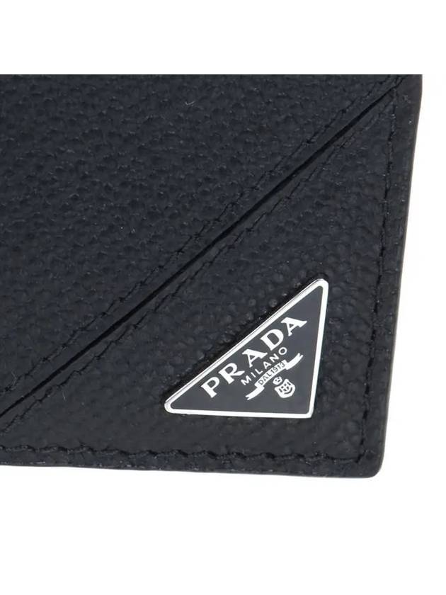 Vitello Triangle Logo Money Clip Half Wallet Black - PRADA - BALAAN 8