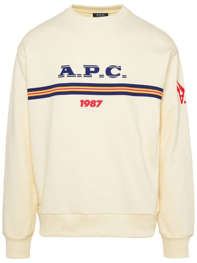 Logo Print Crew Neck Sweatshirt Ecru - A.P.C. - BALAAN 2