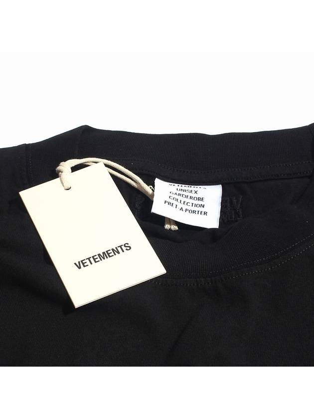 Logo Cotton Jersey Short Sleeve T-Shirt Black - VETEMENTS - BALAAN 7