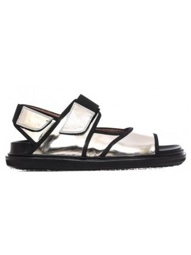 Laminated FUSSBETT Velcro Sandals Silver FBMSU12G01 - MARNI - BALAAN 1