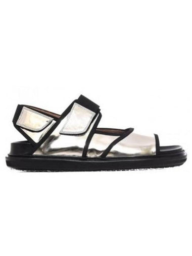 Laminated FUSSBETT Velcro Sandals Silver FBMSU12G01 - MARNI - BALAAN 1