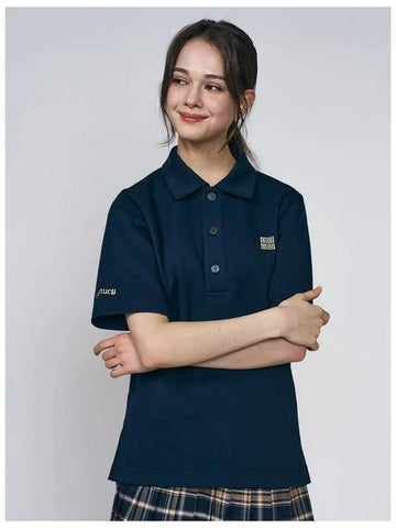 Button Collar Big Women s Golf Short Sleeve T Shirt NUGSUYT301NV - LENUCU - BALAAN 1