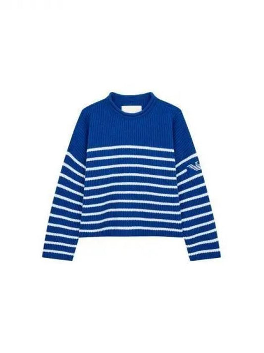 Women s Logo Patch Striped Sweater Blue 271724 - EMPORIO ARMANI - BALAAN 1